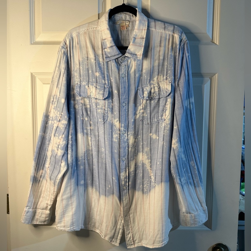 Custom Bleached Plaid Shirt Button Down Distressed Shirt